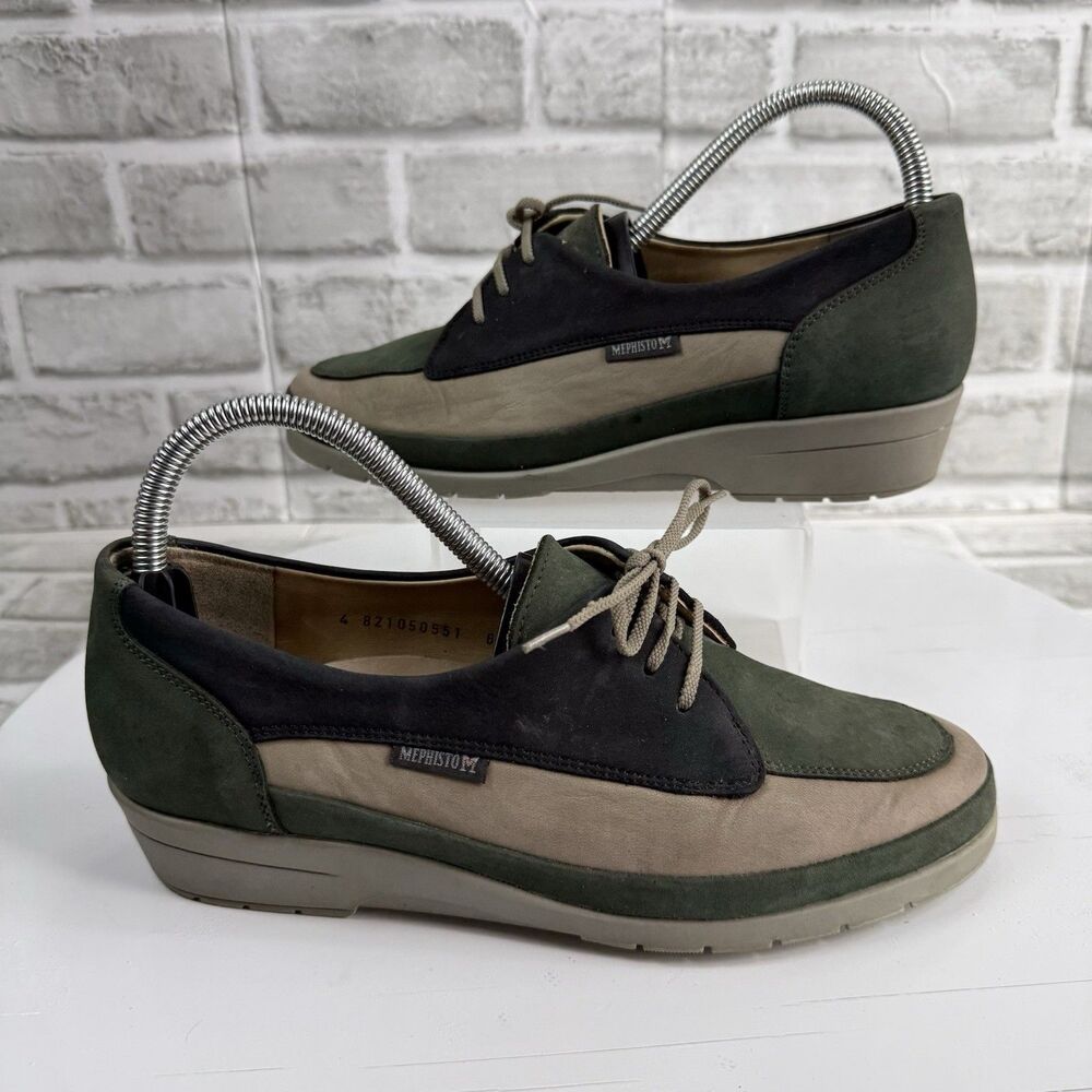 Mephisto Women’s 8.5 Air Jet Suede Leather Wedge Color Block Comfort Shoe